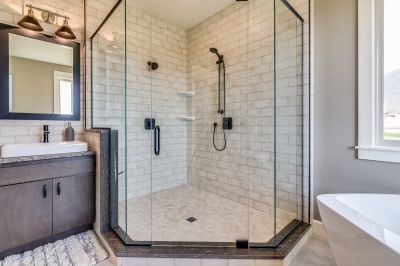 Contemporary Shower with Black Framing